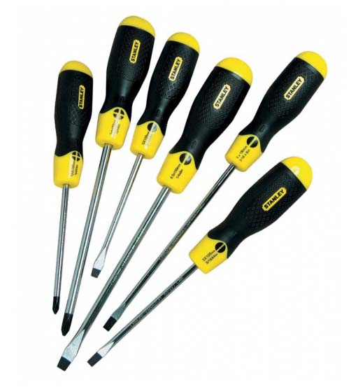 STANLEY CUSHION GRIP MAGNETIC TIP SCREW DRIVER SET 6 PCS