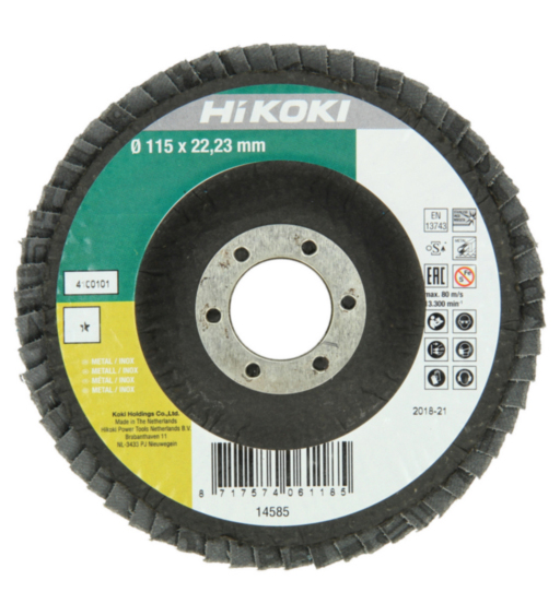 HIK FLAP DISC 115X22.23 #80 FLAT ALUMINA-OXIDE METAL