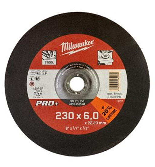 METAL GRINDING DISC DEPRESSED230X6MM PRO+ MILWAUKEE