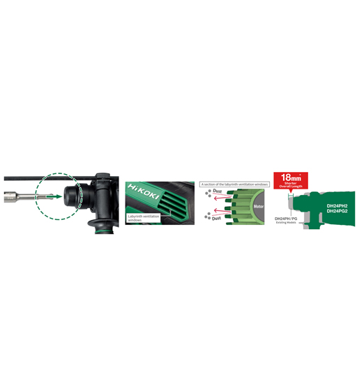 HIKOKI ROTARY HAMMER 730W 24MM 3MODE SDS view 2