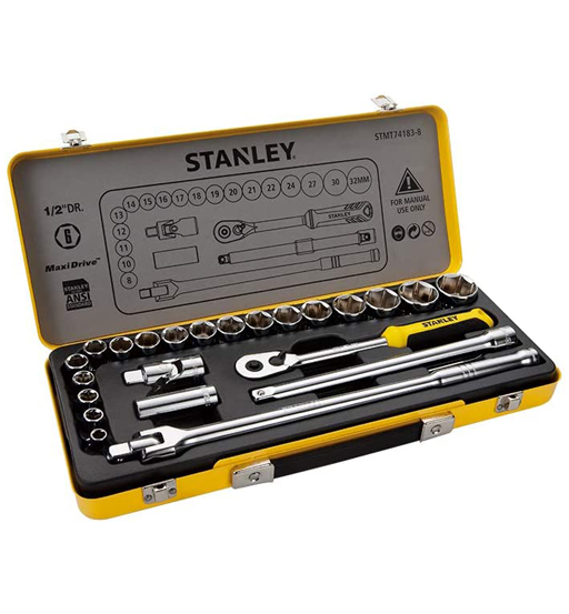 STANLEY 24PCS 1/2 12PTS SOCKET SET IN METAL TIN