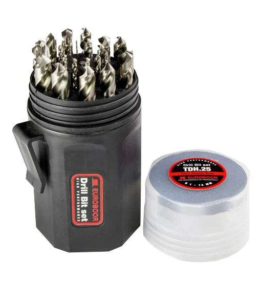 EUROBOOR DRILL BIT SET TDH.25 HSS-G (FULLY GROUND) - 118° SPLIT POINT