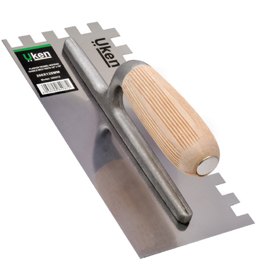 PLASTERING TROWEL STEEL 1/2 X 1/2 TEETH W/H (280X120) UKEN