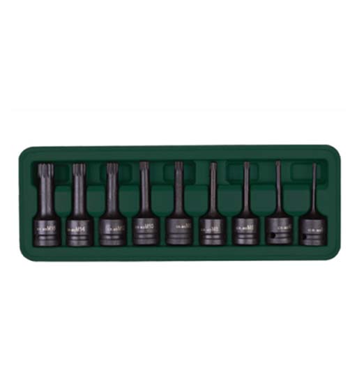 IMPACT BIT SOCKET SET (SPLINE) 1/2" DR - 9 PCS UKEN