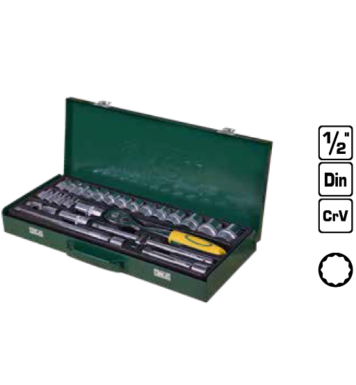 SOCKET SET 1/2" DR 25 PCS 12 PT UKEN