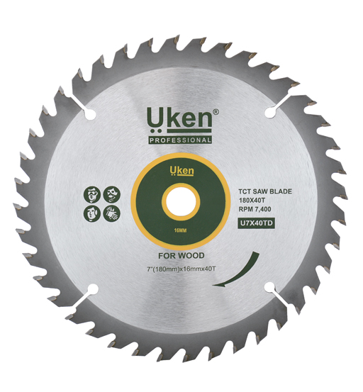 TCT SAW BLADE 7" 40T 16MM BORE DIA UKEN