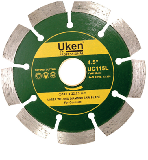 LASER WELDED DIAMOND SAW BLADE FOR CONCRETE 4.5" DIA. 115 MM UKEN