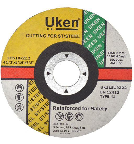 CUTTING DISC METAL/INOX 4.5" 115 X 1.0 X 22.22 MM UKEN
