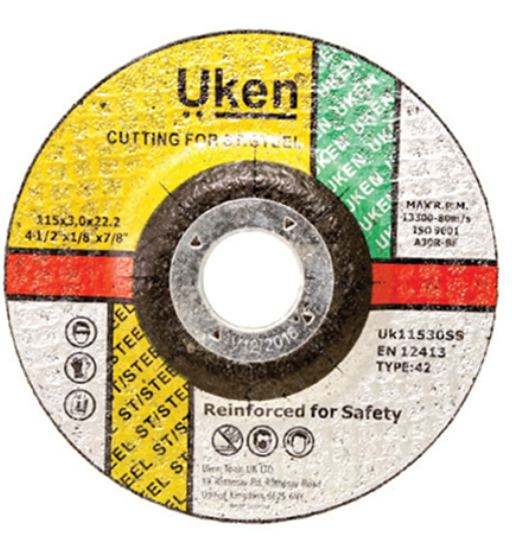 CUTTING DISC S/STEEL 4.5" 115X3.0X22.2MM UKEN