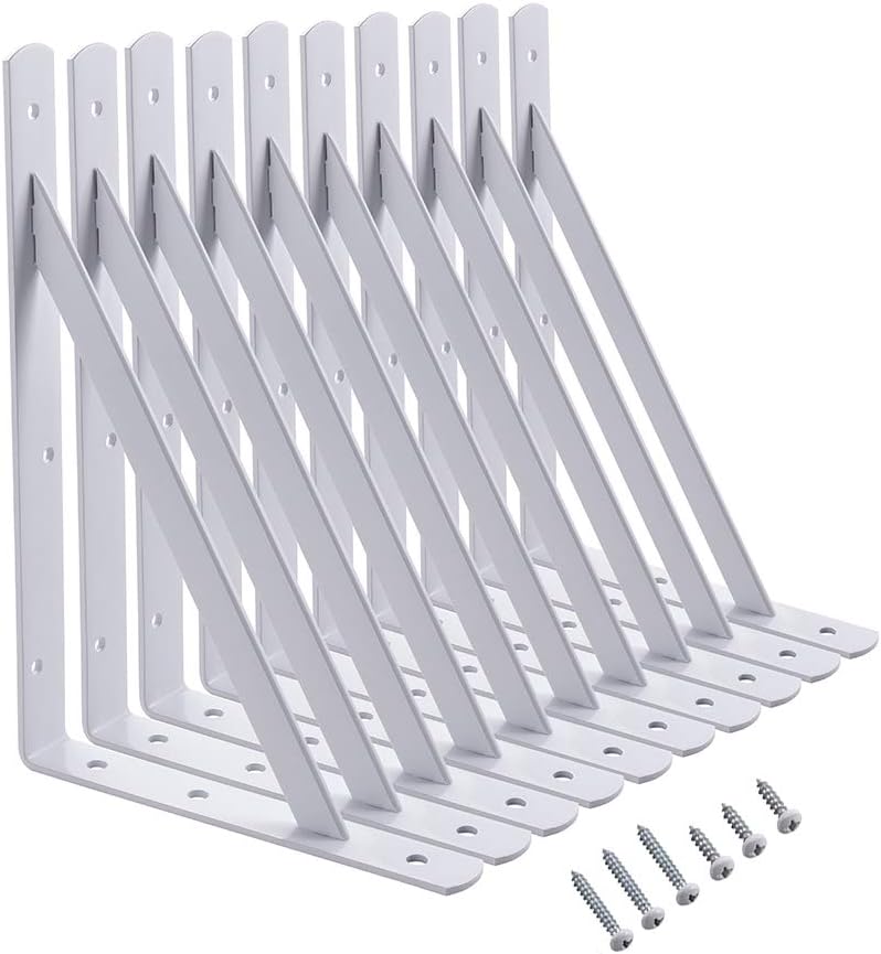 AWX WHITE METAL SHELF BRACKET 12"X8" 8-Pack